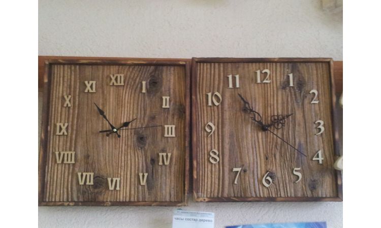 Часы из состаренной древесины